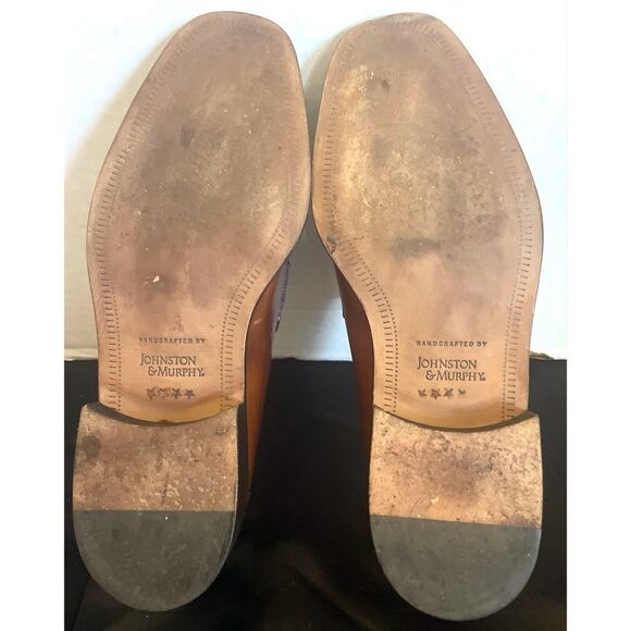 JOHNSTON & MURPHY BROWN LEATHER CROC  VAMP TASSEL LOAFERS MADE IN ITALY SZ 8 M - Picture 13 of 13